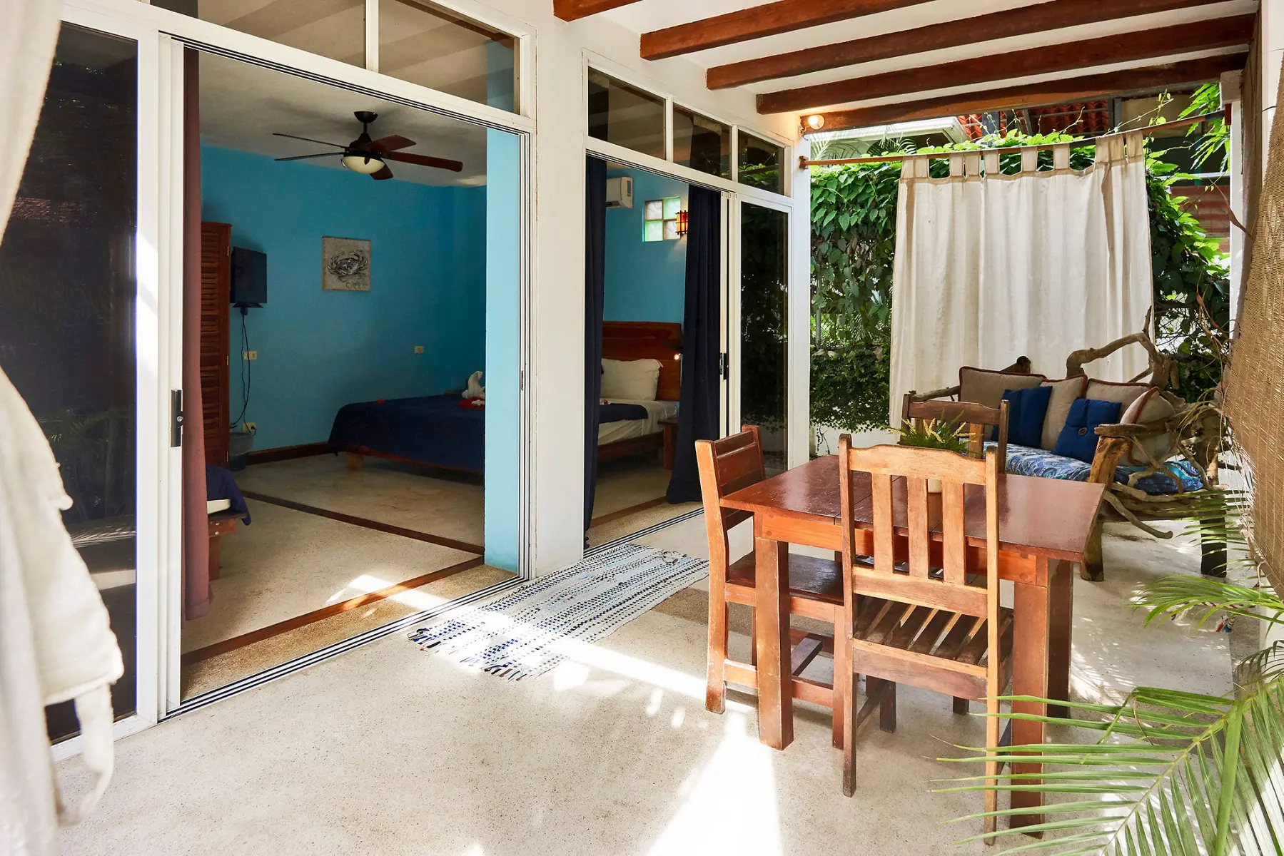 Blue apartment — accessible studio with private patio